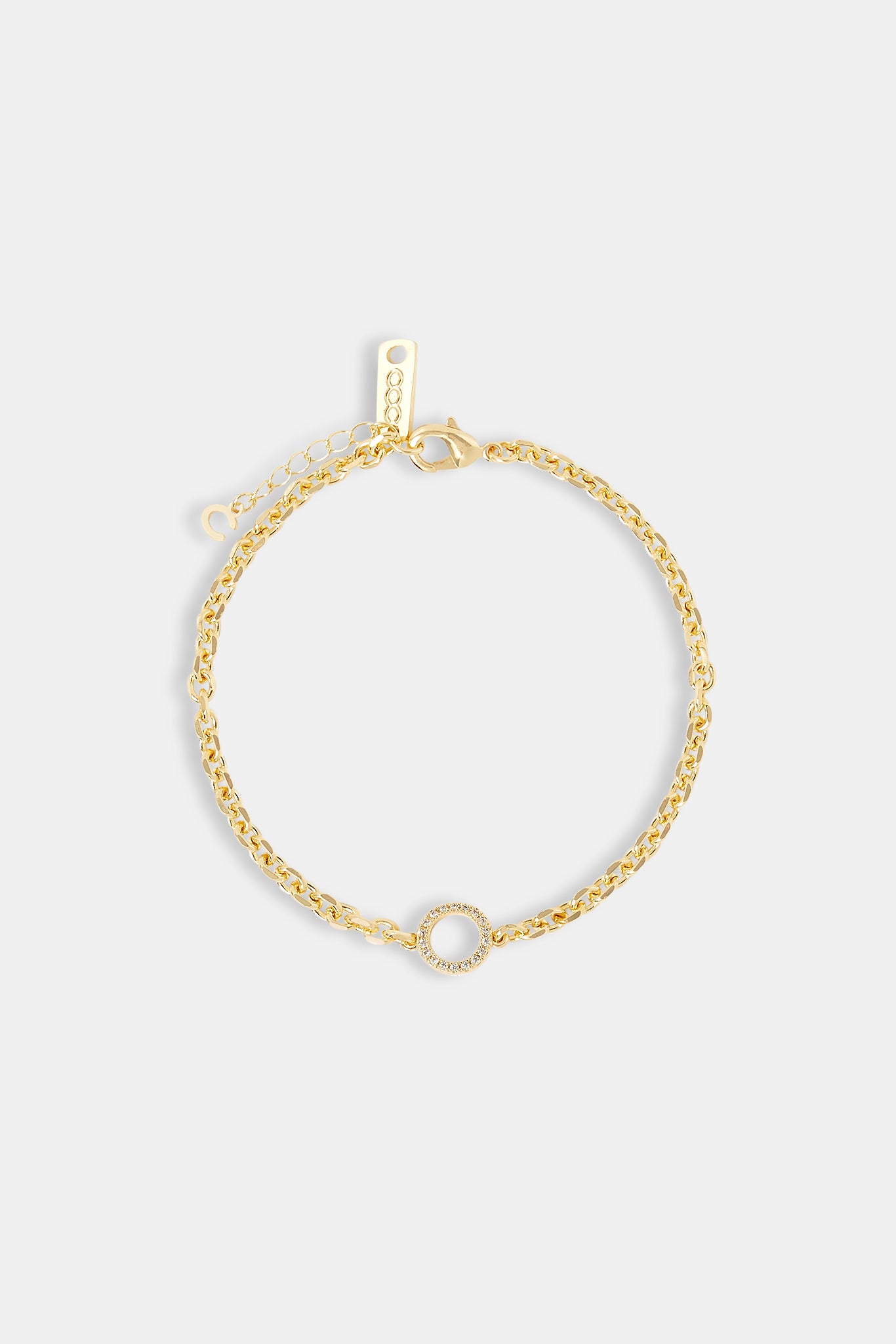 Iced Circle Outline Rolo Bracelet - 10mm - Gold